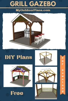 برنامه های 8x8 Grill Gazebo |  MyOutdoorPlans |  طرح ها و پروژه های رایگان نجاری ، DIY Shed ، Wooden Playhouse ، کلاه فرنگی ، Bbq