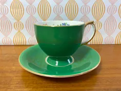 فنجان چای سبز روشن و لیوان گلدان بشقاب سوزن ویندسور و |  اتسی