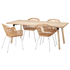 YPPERLIG / NILSOVE میز و 4 صندلی ، خاکستر ، سفید خیزران - IKEA