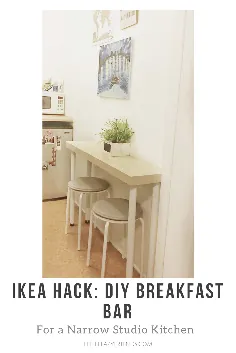 IKEA Hack DIY Bar bar for a Narrow Studio Kitchen - Little Lazy Friends