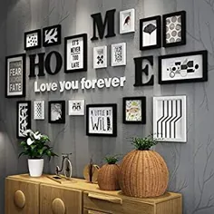 Bilderrahmen Collage Wohnzimmer kreative Holz-Kunststoff-Panel Rahmen Kombination Wanddekoration (Farbe: Schwarz und weiÃŸ)
