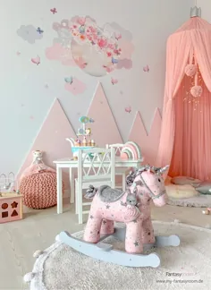 Romantisches Mädchenzimmer mit rosa Bergen bei Fantasyroom کافه آنلاین