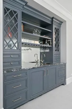 کابینت های میله ای مرطوب خاکستری با کانترهای خاکستری کوارتزیت - انتقالی - آشپزخانه - تخته سنگ بنیامین مور اشلند