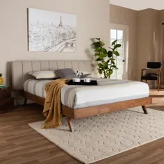 تختخواب چوبی ساخته شده از گردو و اثاثه یا لوازم داخلی مدرن Baxton Studio Brita Mid-Century - بژ