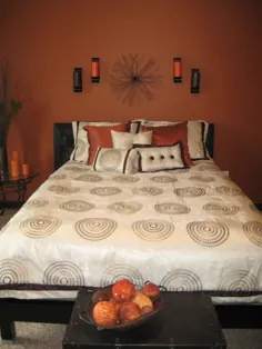 9+ طرح رنگی شگفت انگیز دیوارهای نارنجی سوخته مجموعه اتاق خواب