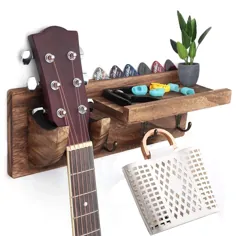 نگهدارنده گیتار CABINA HOME پایه دار دیواری آویز چوبی آویز قفسه دار با پایه نگهدارنده و 3 قلاب ، خاکستری - Walmart.com