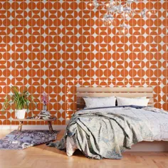 تصویر زمینه مربع مدرن نارنجی Mid Century توسط theoldartstudio