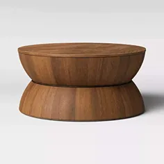 میز قهوه ساز طبل گرد Prisma دور چوب طبیعی قهوه ای