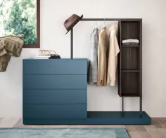 Novamobili Design Kommode Easy 4 mit Garderobe Schubladen auf Podest Schlafzimmer Flur 130 155 سانتی متر Breite Weiß Schwarz Grau Grün Blau Matt