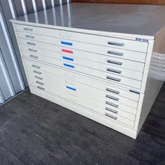 Vintage Hamilton Flat File Cabinet 5 کشو با فرمت بزرگ |  اتسی