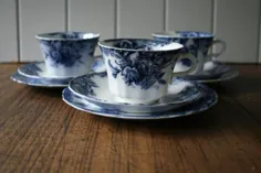 یک الگوی چپ چای آبی Trios Meakin نخود شیرین الگوی تولید شده در |  اتسی