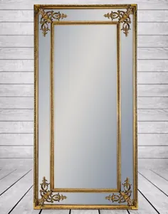 آینه دیواری سبک فرنگی مستطیل طلای بلند