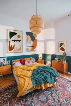 اتاق خواب رنگارنگ با هنر مدرن