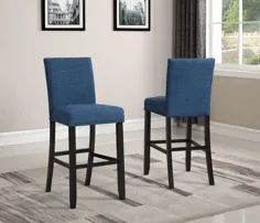 چهارپایه های پارچه ای پارچه ای Roundhill Biony Blue با تر و تمیز ناخن ، ست 2 - Walmart.com