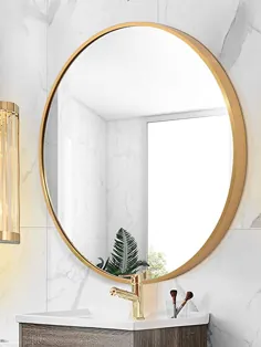 آینه گرد دیواری ، آینه های بزرگ برای دکوراسیون دیوار ، آینه دیواری قاب بزرگ فلزی 23.6 اینچ ، آینه غرور مدرن برای اتاق نشیمن اتاق خواب حمام