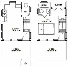 خانه کوچک 12x16 - فوت 364 متر مربع - طرح طبقه PDF - مدل 3A • 29.99 دلار