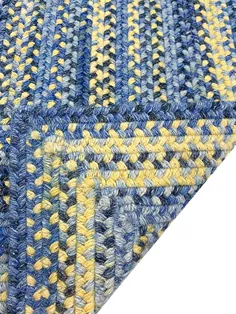 Capel American Heritage Blue Yellow 2 "0" x 6 '0 "Runner Concentric Rectangle Brayed فرش