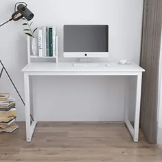 میز مشکی دفتر کار خانگی ، میز کامپیوتر 47 اینچ چوبی برای اتاق نشیمن اتاق خواب با پایه های فلزی سیاه ، میز مطالعه میز میز لپ تاپ دانشجویی میز مطالعه میز مطالعه برای کار نوشتن
