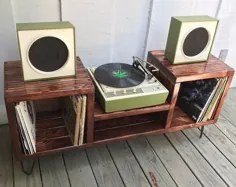 Record Player Stand و Vinyl Storage Console دارای 400 |  اتسی