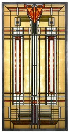 شیشه رنگی Bradley House Prairie Skylight ساخته Frank Lloyd Wright 15H