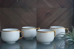 لیوان چای عاج طلایی یا لیوان قهوه مجموعه 4 J & C |  اتسی