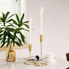 دارنده شمع مخروطی DSDecor 2 Pack میز نگهدارنده شمعدان فلزی ساخته شده از میز شمع تزئینی پایه نگهدارنده شمع مخصوص جشن عروسی مهمانی (طلا ، بزرگ)