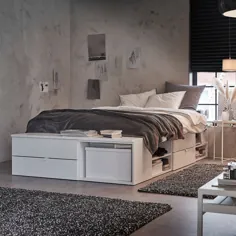 PLATSA سفید ، Fonnes ، تختخواب با 4 کشو ، فضای ذخیره سازی عمق: 40 سانتی متر عرض: 141.7 سانتی متر - IKEA