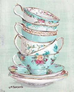 فنجان های چای مضمونی Aqua Themed توسط Gail McCormack