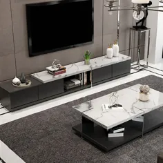 پایه کنسول رسانه ای 4 کشوی تاشو و تمیز تلویزیون ایستاده تلویزیون سیاه و سفید 78 "Nordic