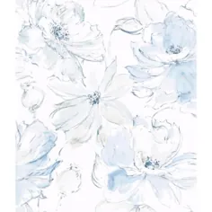 رول روتختی کاغذ آبی گلدان رویایی یورک (Wallcoverings Floral Dreams) - CL2519 - The Home Depot