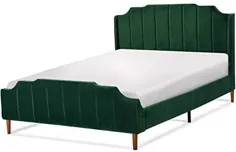 تخت خواب تختخواب مخملی چوبی Amolife با تخته تاپستر خمیده خمیده / تختخواب سکوی سنگین با تکیه گاه های قوی چوبی / بدون فنر جعبه ای مورد نیاز / سبز