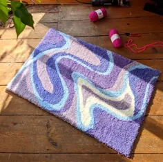 فرش دستباف فرش Highpile Tufting Gun سفارشی یکپارچهسازی با سیستمعامل فرش روانگردان Comtempory Art The Swirl Purple Cutpile