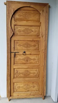 دست ساخته شده چوبی تراشیده قومی بربر vintage african door one |  اتسی