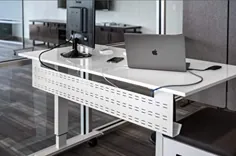 Stand Up Desk Store Under Desk Cable Management Tray Black Horizontal Computer Cord Raceway and Modesty Panel (سفید ، 39 ")