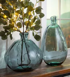 گلدان بادکنکی شیشه ای بازیافتی Smoky Blue |  لهجه های خانگی |  زندگی در محیط داخلی |  گاوآهن