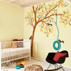 عکس برگردان دیواری بزرگ درخت افرا با سنجاب برای اتاق کودکان - NT016 R