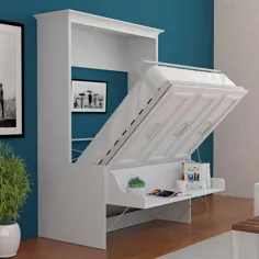 تختخواب و اتاق باربر تختخواب دیواری پرتره کامل با میز به رنگ سفید