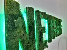Moss Wall Art ثبت آرم سفارشی Moss Real Moss LED سفارشی |  اتسی