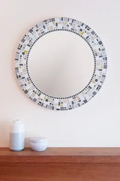 آینه دیواری موزاییکی در آینه حمام خاکستری نقره ای و زرد |  اتسی