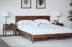 تخت ذخیره سازی سکوی چوبی |  تختخواب گردو |  تختخواب پلاستیکی مدرن شیکر با فضای ذخیره سازی |  تختخواب چوبی مدرن قرن میانه |  تخت میانه قرن