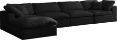 Meridian Cozy 5A Black Modular 5pc معاصر مخملی مقطعی