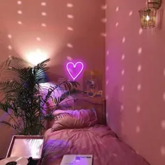 اتاق خواب با نئون "HEART" ، چراغ نئون ، علامت نئون سفارشی ، نئون برای خانه ، نئون LED ، بهترین هدیه