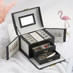 Casegrace 2019 جواهرات زنانه ذخیره سازی شلوارهای کشویی جعبه سفر آرایش لوازم آرایشی کیف و آینه چرم عروسی دکوراسیون عروسی