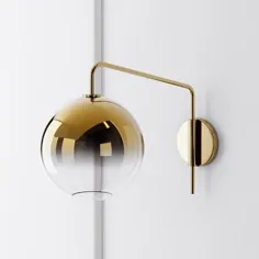 Sconce قابل تنظیم مجسمه ای ، قابل تبدیل ، Globe Medium ، Gold Ombre ، Antique Brass ، 10.5 "