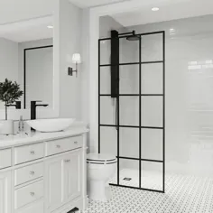 VIGO Mosaic 74-in H x 34-in W Framed Fixed Matte Black Black Door (Clear Glass) Lowes.com