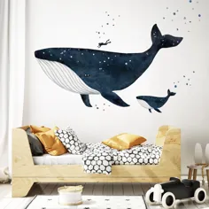 برچسب دیواری پارچه ای نهنگ و غواص