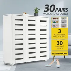 کابینت ذخیره سازی کفش چوبی 4 ردیف قفسه رک کفش برای 30 جفت کفش سفید