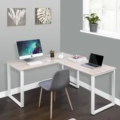Tiramisu بهترین میز کامپیوتر به شکل L بلوط (بلوط - اتمام چوب) ، قهوه ای