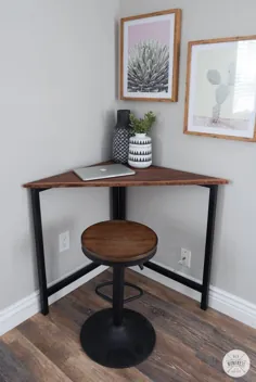 میز کار گوشه ای فلزی و چوبی - DIY Huntress