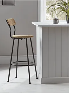 چهارپایه های بار ، صندلی های مدرن لوکس صبحانه صندلی های پشت دار انگلستان ، بلوط ، فلز و چرم